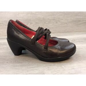 Merrell Cycling Women's Mary Jane Brown Leather 6 Comfort Slip On Casual Heel